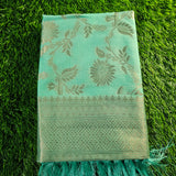 Elegant Mint Green Banarasi Silk Saree with Golden Zari Weaving