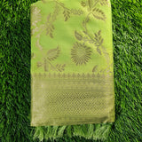 Elegant Lime Green Banarasi Silk Saree with Golden Zari Weaving