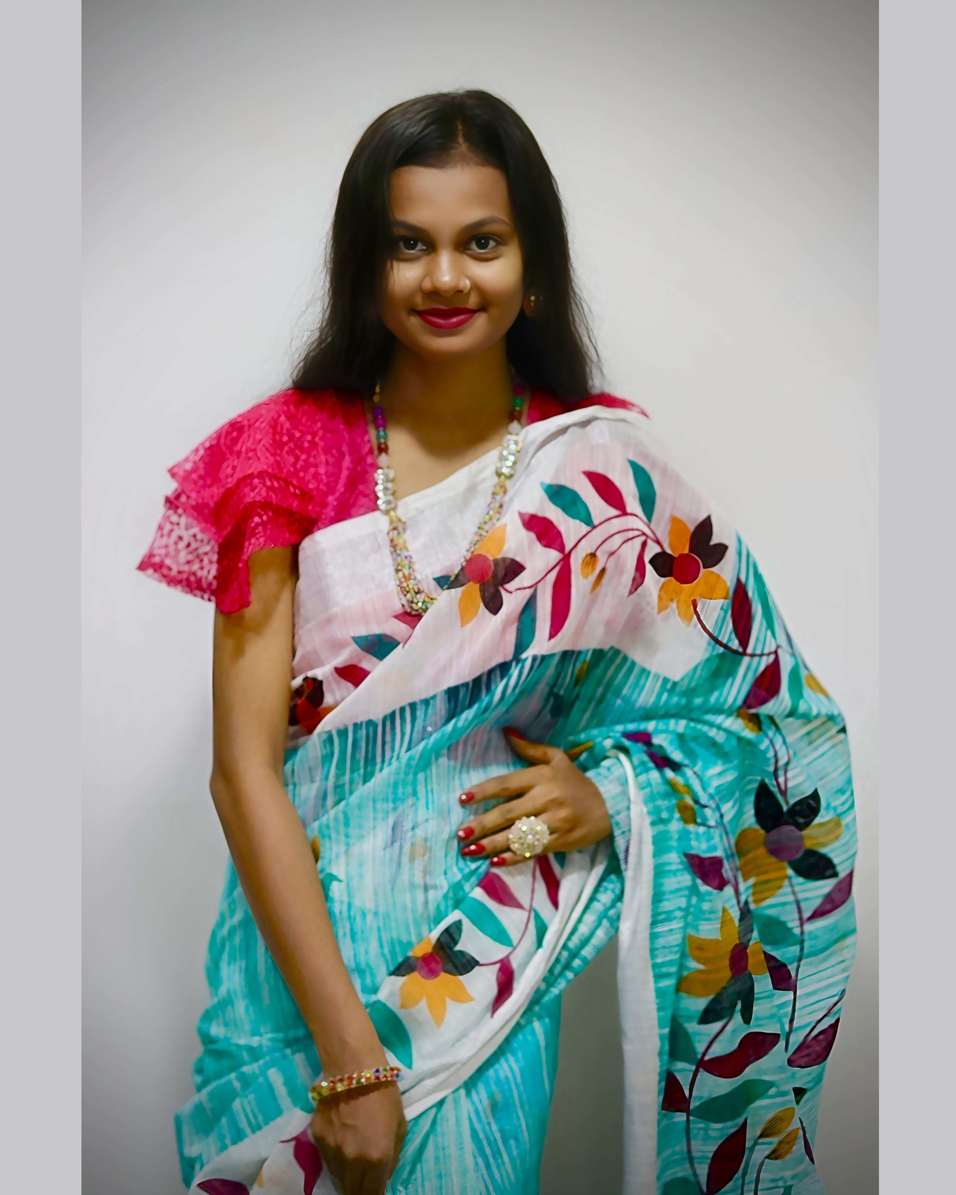 Linen Banalata handloom Cotton Saree